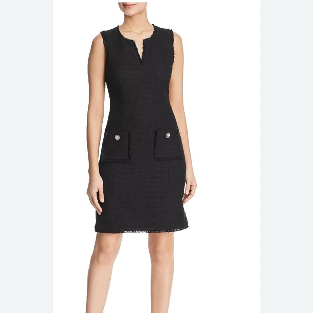 Karl Lagerfeld Black Sleeveless V-Neck Sheath Dress